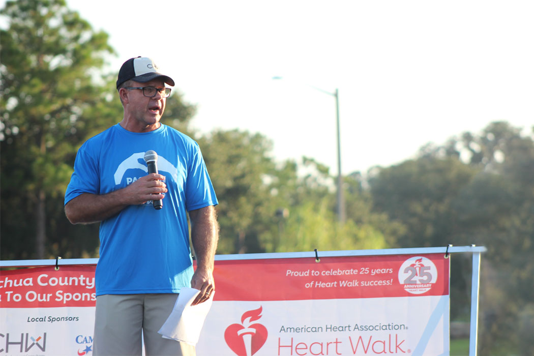 CHW Professional Consultants Founder Rory Causseaux speaking at the 2018 Alachua County Heart Walk