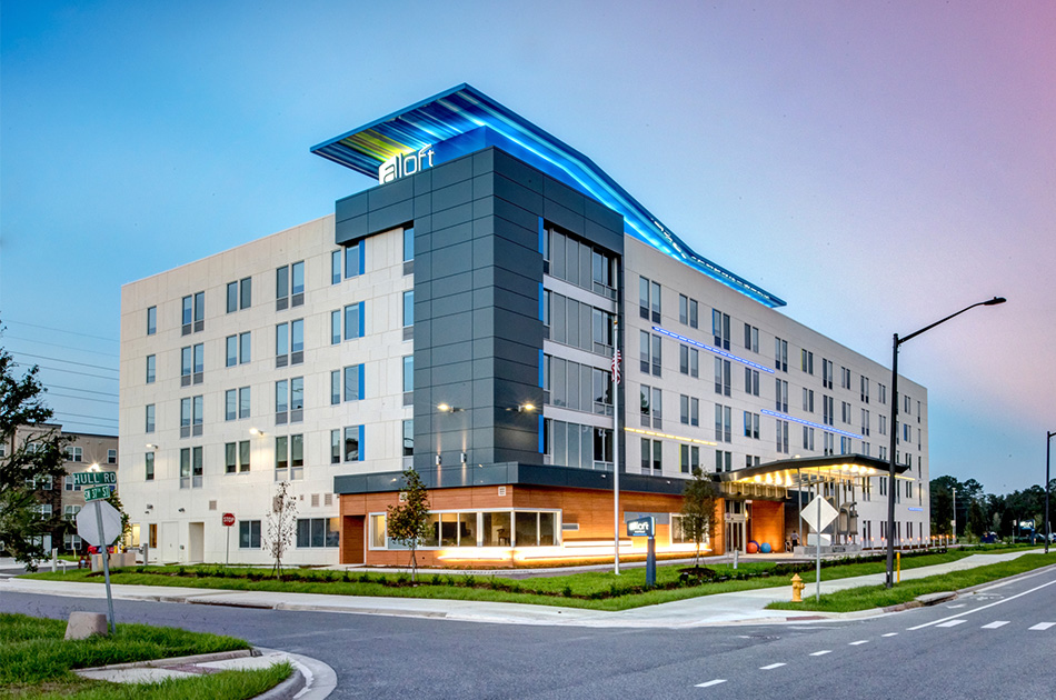 Picture of the Aloft Hotel in Gainesville, Florida. CHW provided construction services for this project.