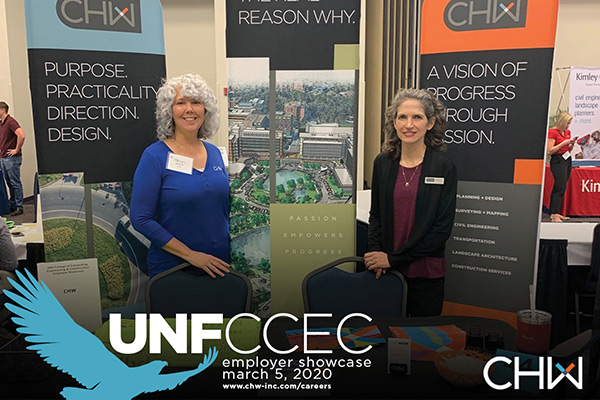 CHW booth at the UNF CCEC Employer Showcase on March 5, 2020
