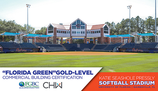 UF Softball Stadium in Gainesville, Florida Certified Florida Green Gold