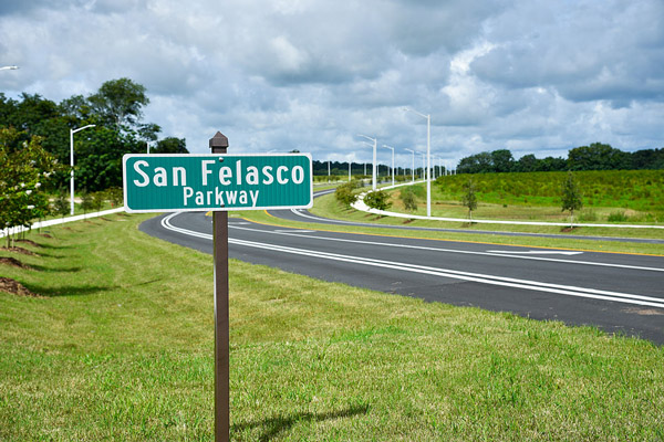 San Felasco Parkway Sign in front of roadway in Alachua, FL