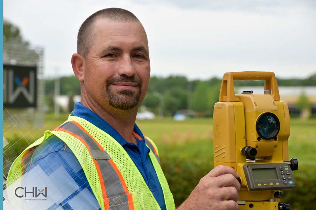 Tommy Jackson II joins CHW Surveying + Mapping Field Crew as Chief.